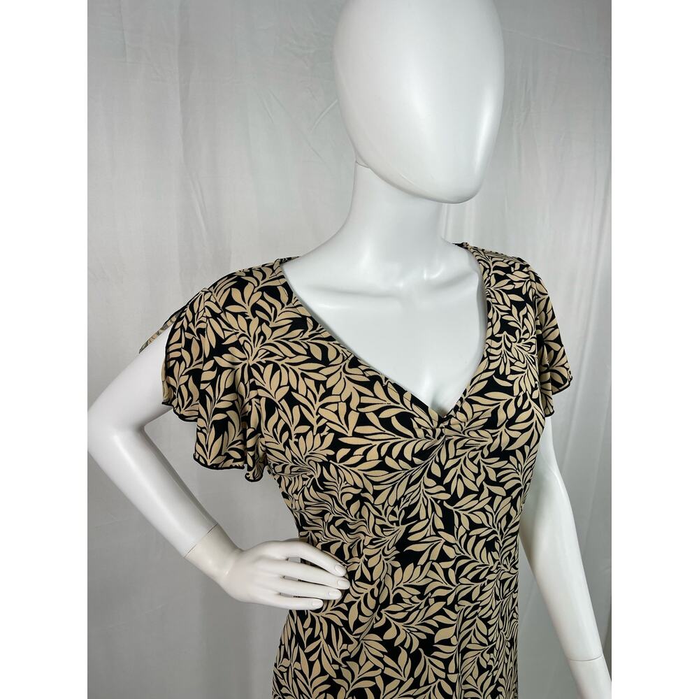 New York and Co Short Sleeve Black and Tan V-Neck Shift Dress Size Large - Picture 2 of 7